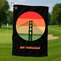 Retro Sun San Francisco Golf Towel thumb 1