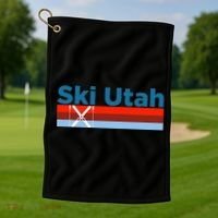 Retro Snow Ski Ski Utah Golf Towel thumb 1