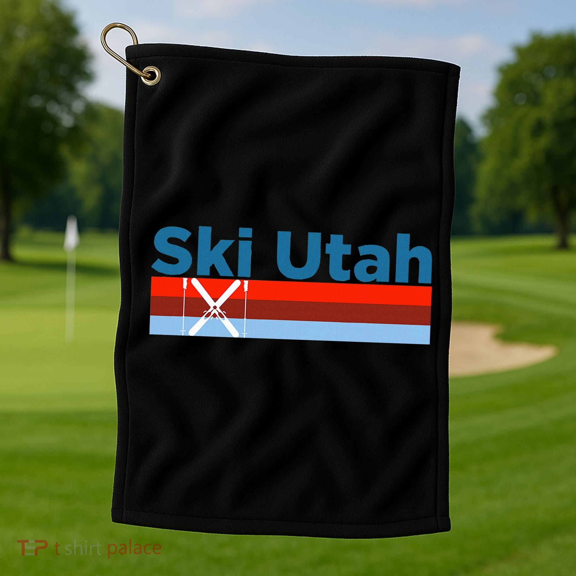 Retro Snow Ski Ski Utah Golf Towel