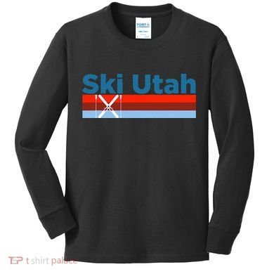 Retro Snow Ski Ski Utah Kids Long Sleeve Shirt