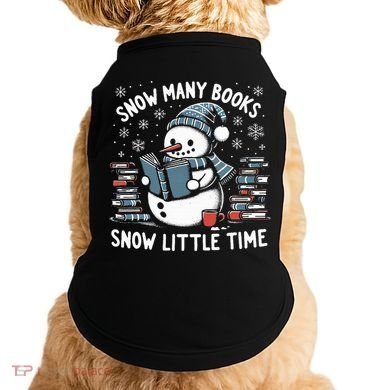 Reading Snowman So Many Books gift for Christmas  Doggie Tank