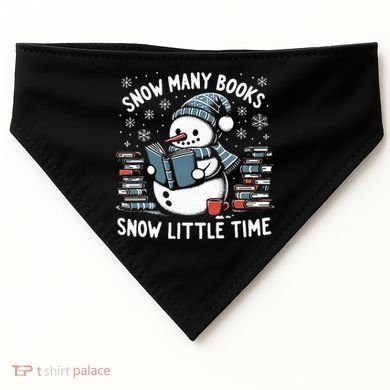 Reading Snowman So Many Books gift for Christmas  USA-Made Doggie Bandana