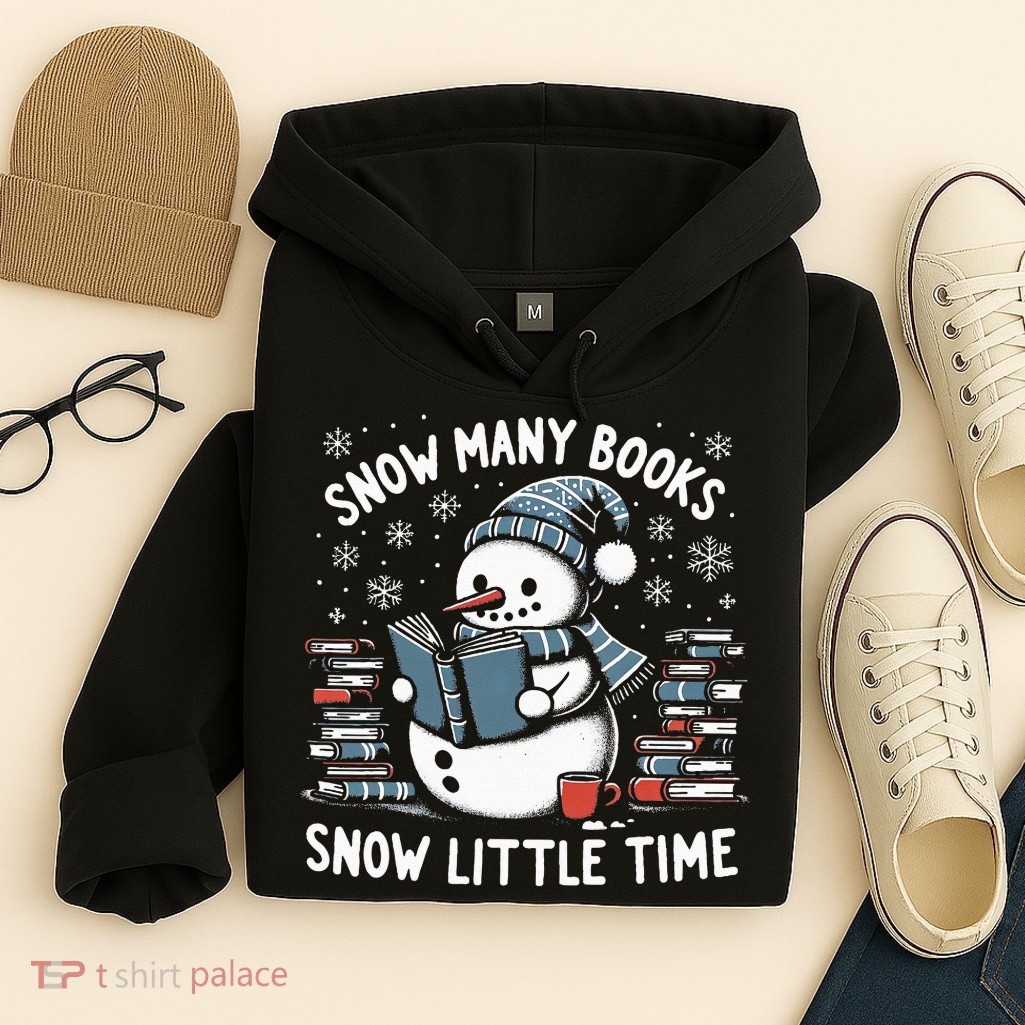 Reading Snowman So Many Books gift for Christmas  Hoodie