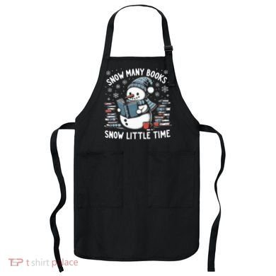 Reading Snowman So Many Books gift for Christmas  Apron