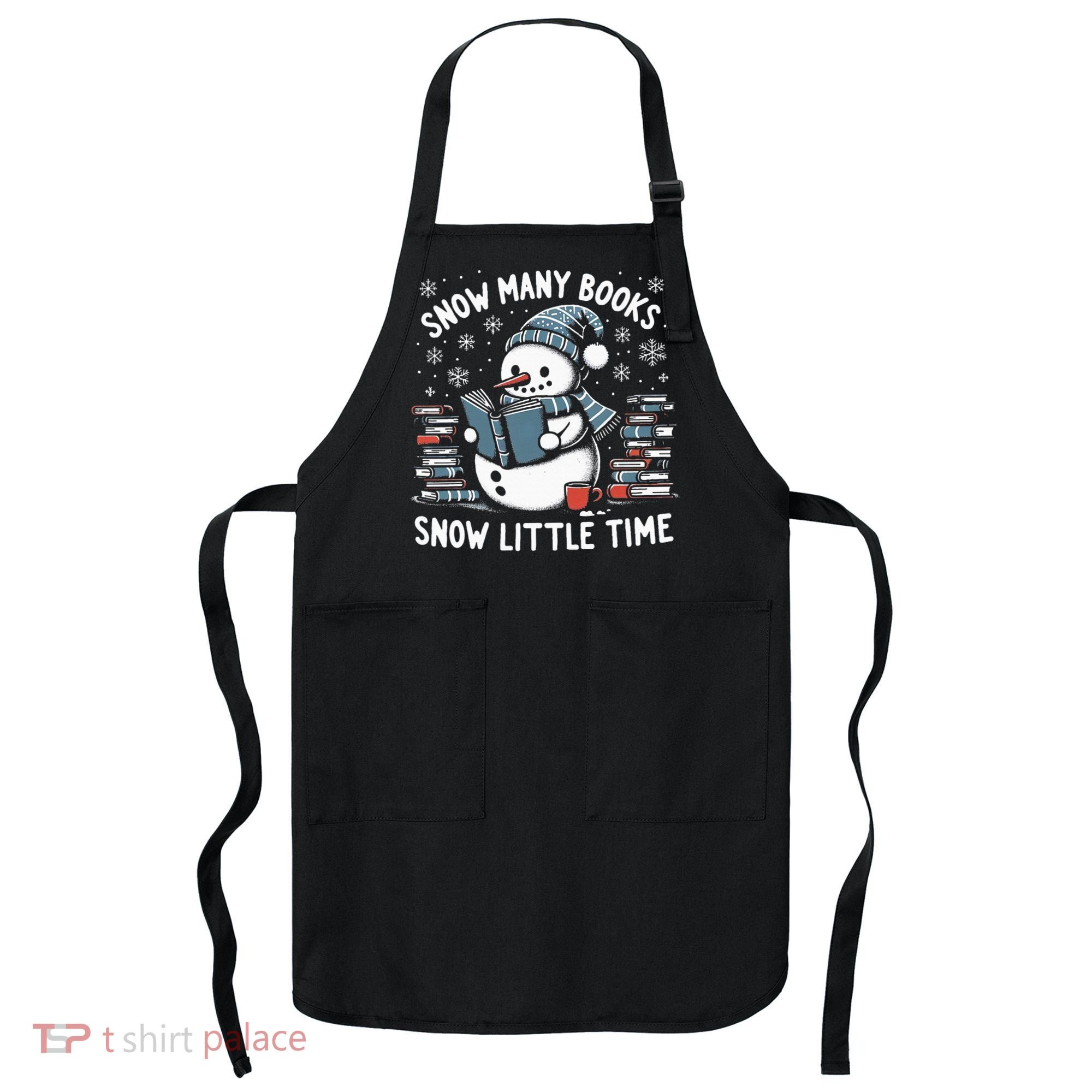 Reading Snowman So Many Books gift for Christmas  Apron
