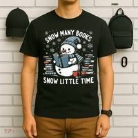 Reading Snowman So Many Books gift for Christmas  T-Shirt thumb 6