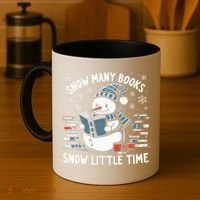 Reading Snowman So Many Books gift for Christmas  Coffee Mug thumb 4