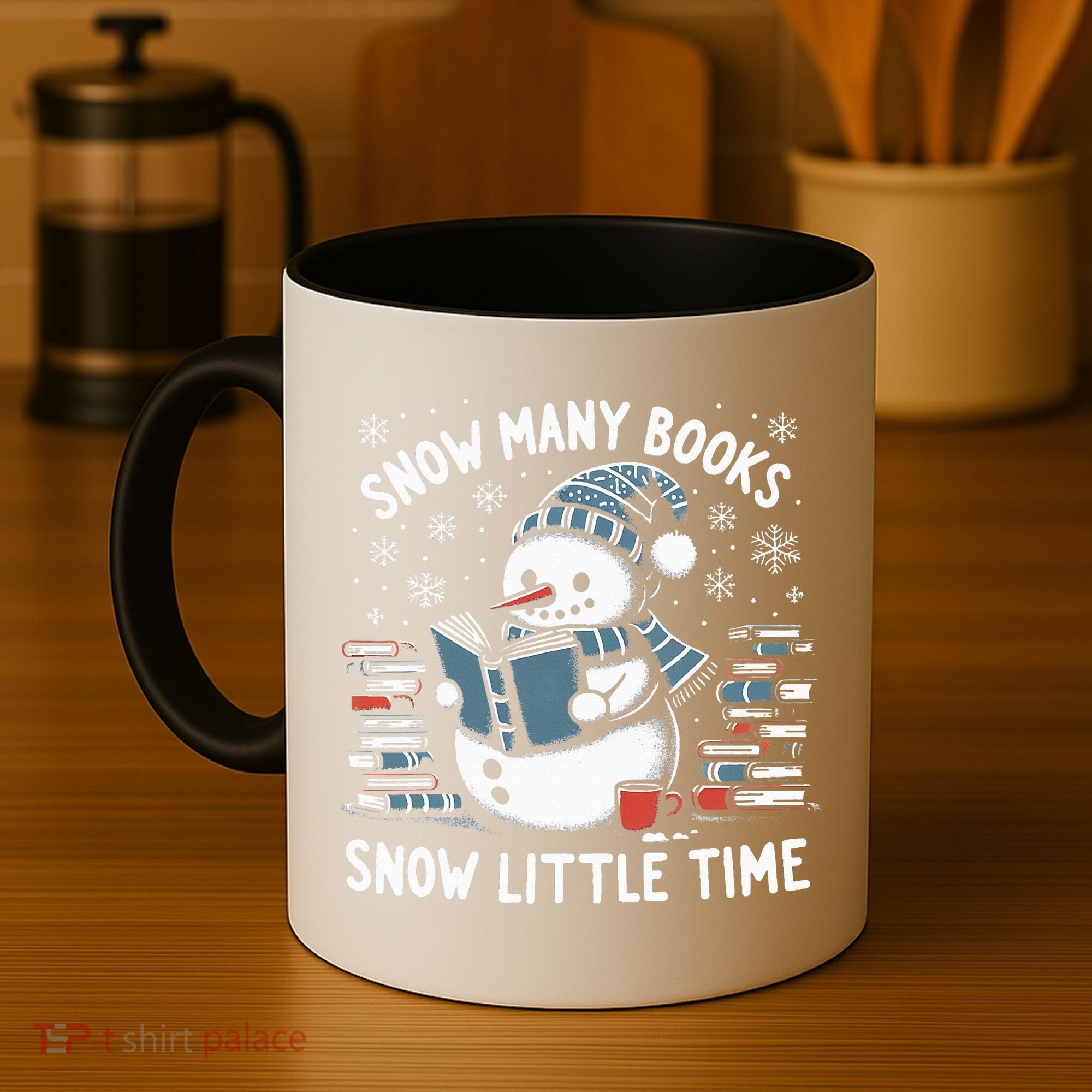 Reading Snowman So Many Books gift for Christmas  Coffee Mug