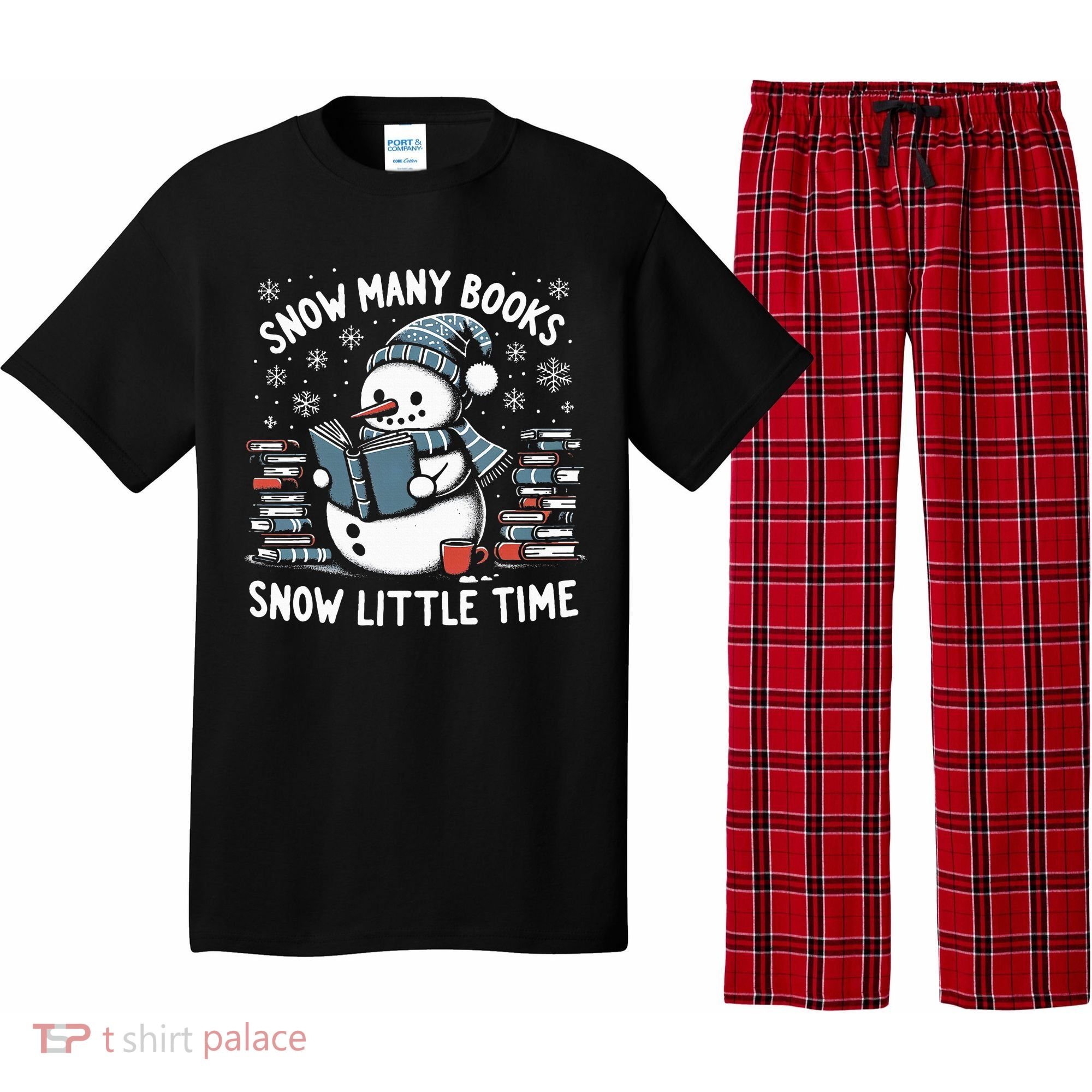 Reading Snowman So Many Books gift for Christmas  Pajama Set