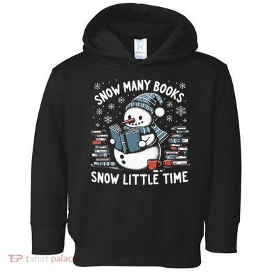 Reading Snowman So Many Books gift for Christmas  Toddler Hoodie
