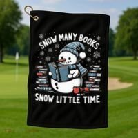 Reading Snowman So Many Books gift for Christmas  Golf Towel thumb 1