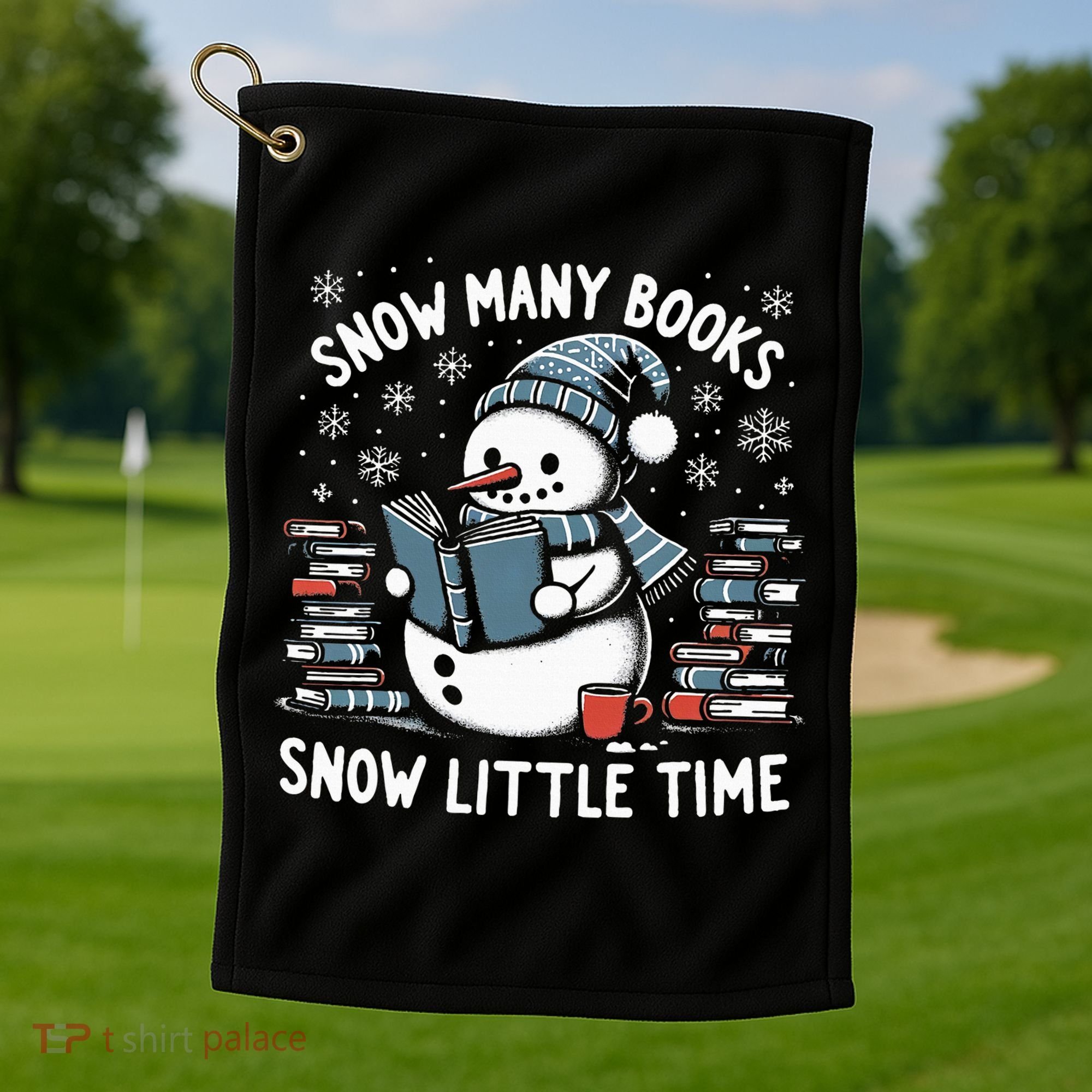 Reading Snowman So Many Books gift for Christmas  Golf Towel