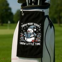Reading Snowman So Many Books gift for Christmas  Golf Towel thumb 2