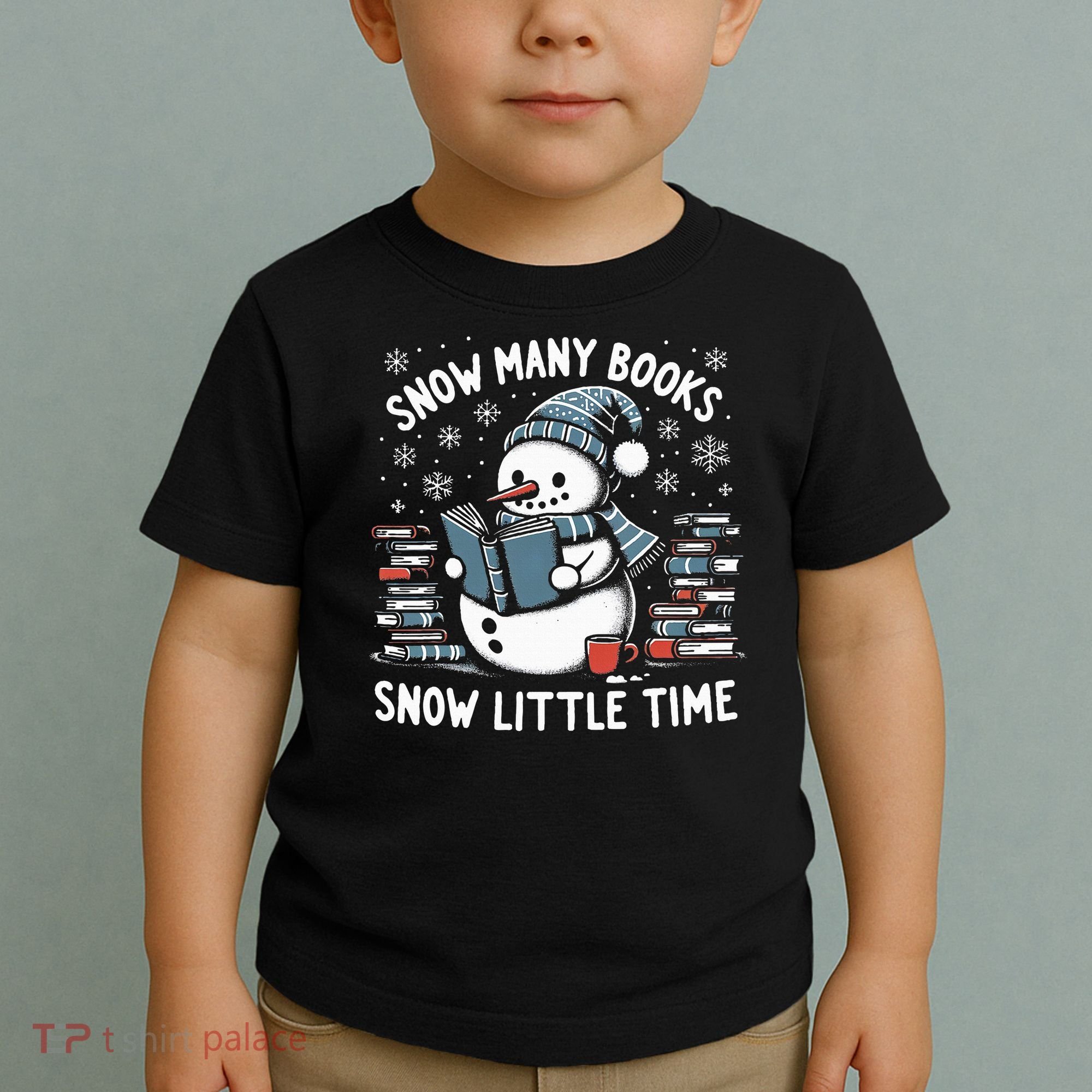 Reading Snowman So Many Books gift for Christmas  Toddler T-Shirt