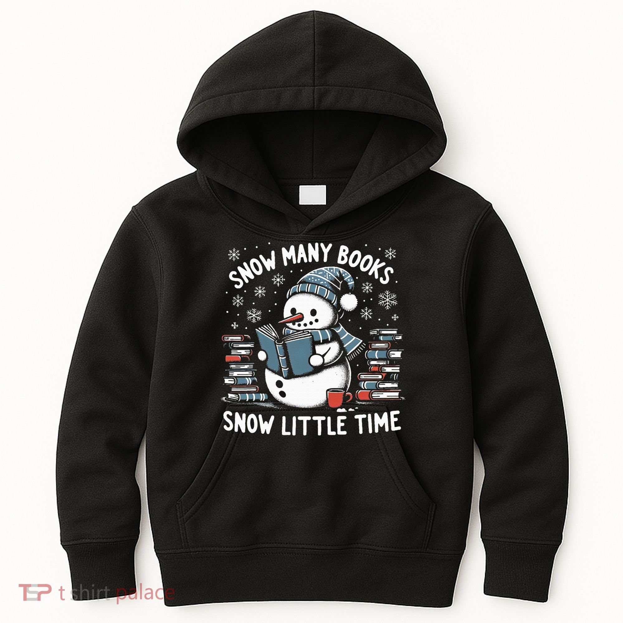 Reading Snowman So Many Books gift for Christmas  Kids Hoodie
