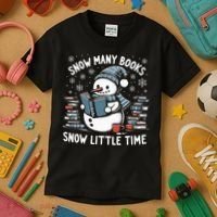 Reading Snowman So Many Books gift for Christmas  Kids T-Shirt thumb 3