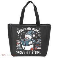Reading Snowman So Many Books gift for Christmas  Tote Bag thumb 0