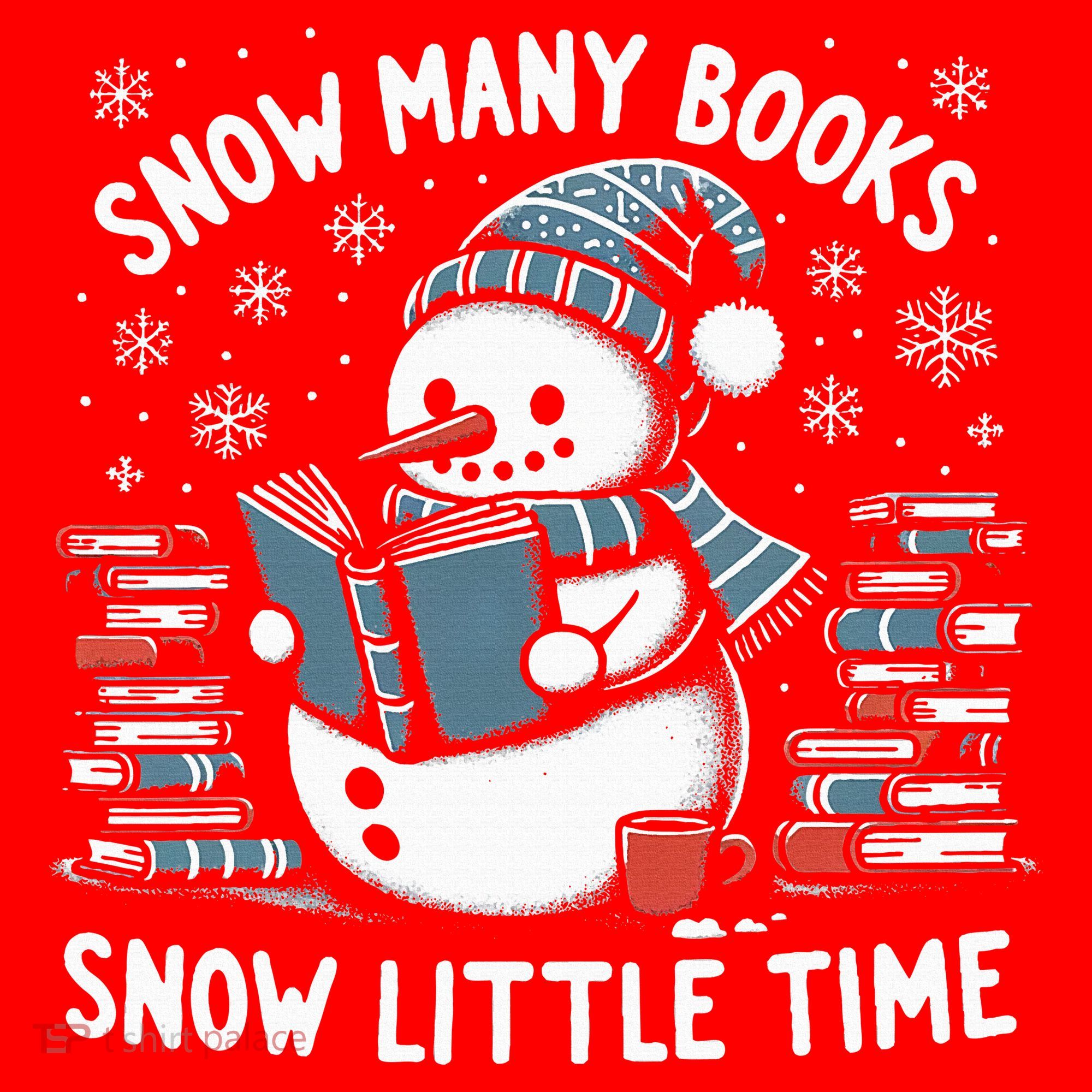Reading Snowman So Many Books gift for Christmas  Santa Hat