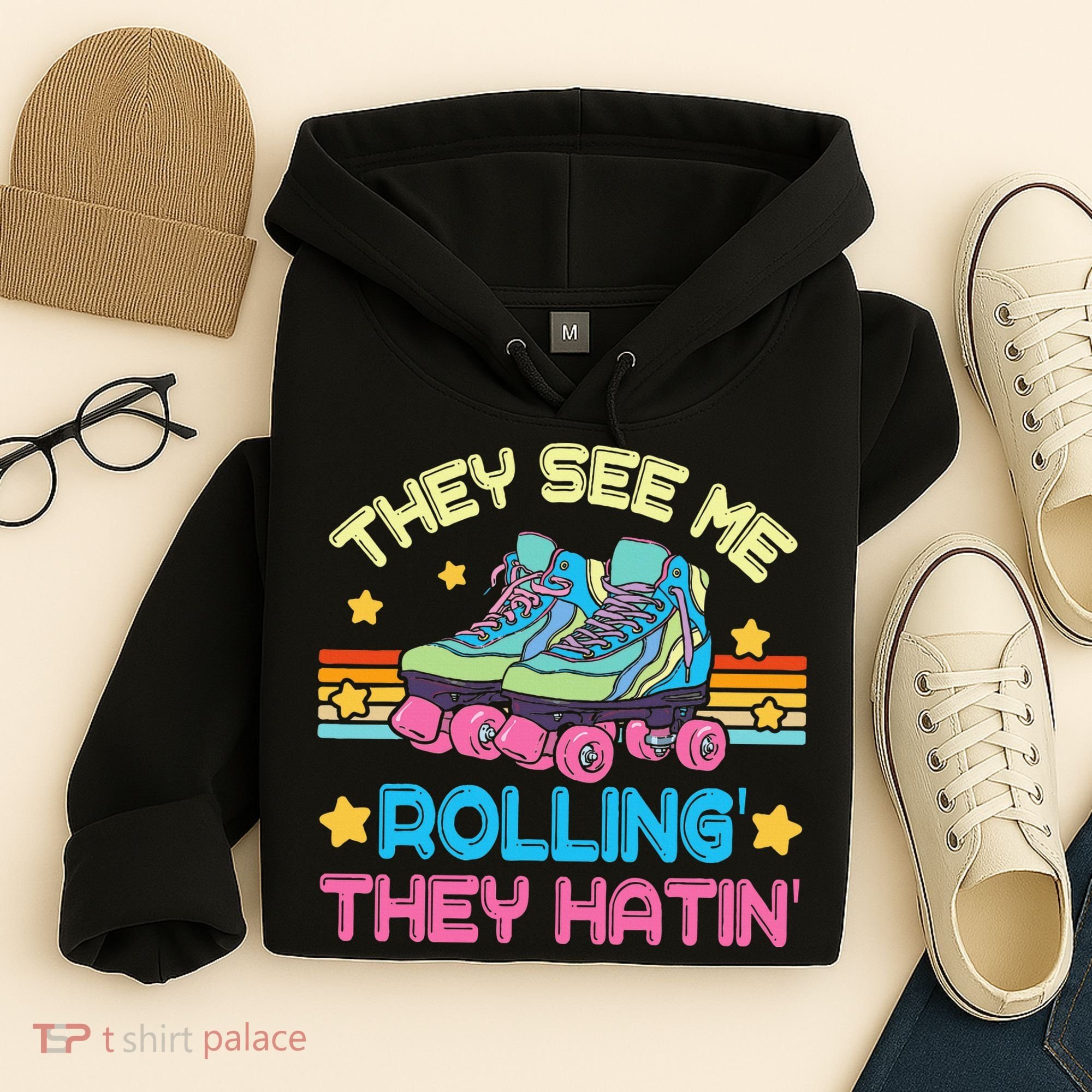 Roller Skating They See Me Rollin They Hatin Skater Skate Hoodie