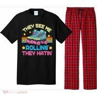 Roller Skating They See Me Rollin They Hatin Skater Skate Pajama Set thumb 0