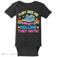 Roller Skating They See Me Rollin They Hatin Skater Skate Baby Bodysuit thumb 0