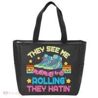 Roller Skating They See Me Rollin They Hatin Skater Skate Tote Bag thumb 0