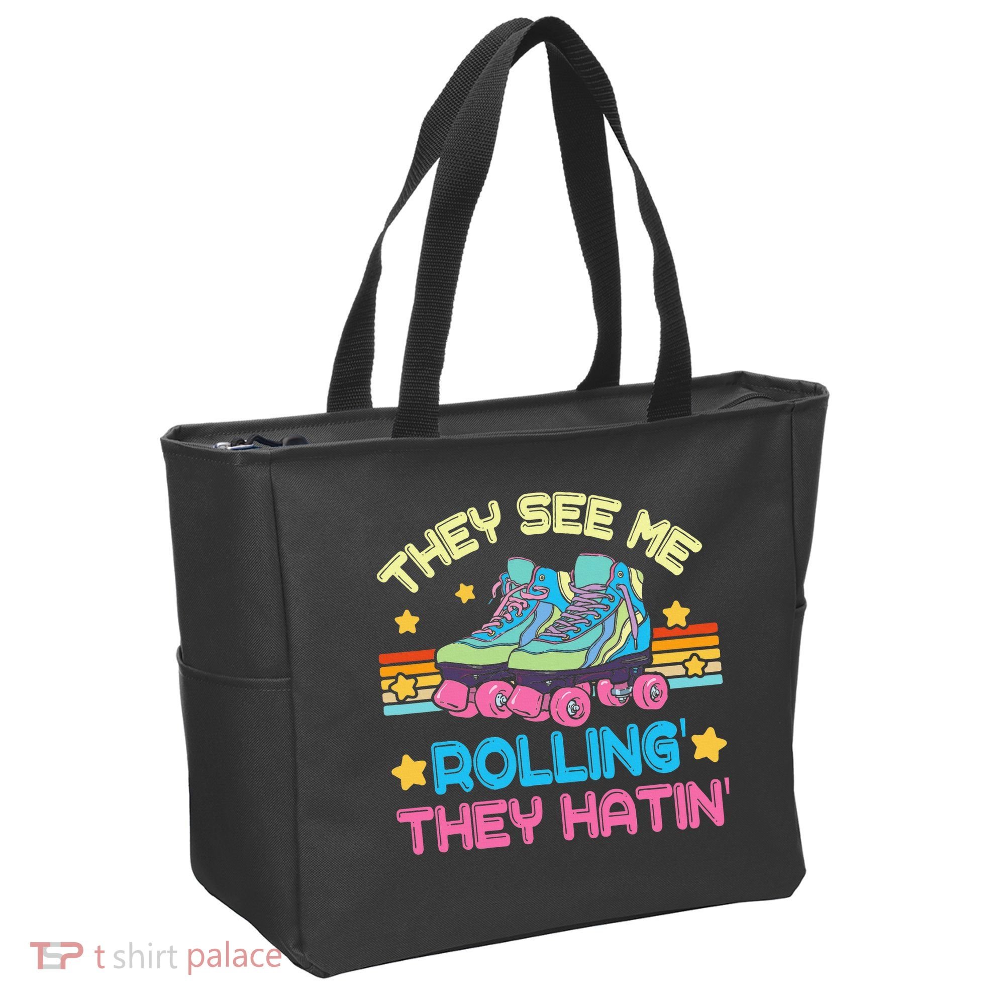 Roller Skating They See Me Rollin They Hatin Skater Skate Tote Bag