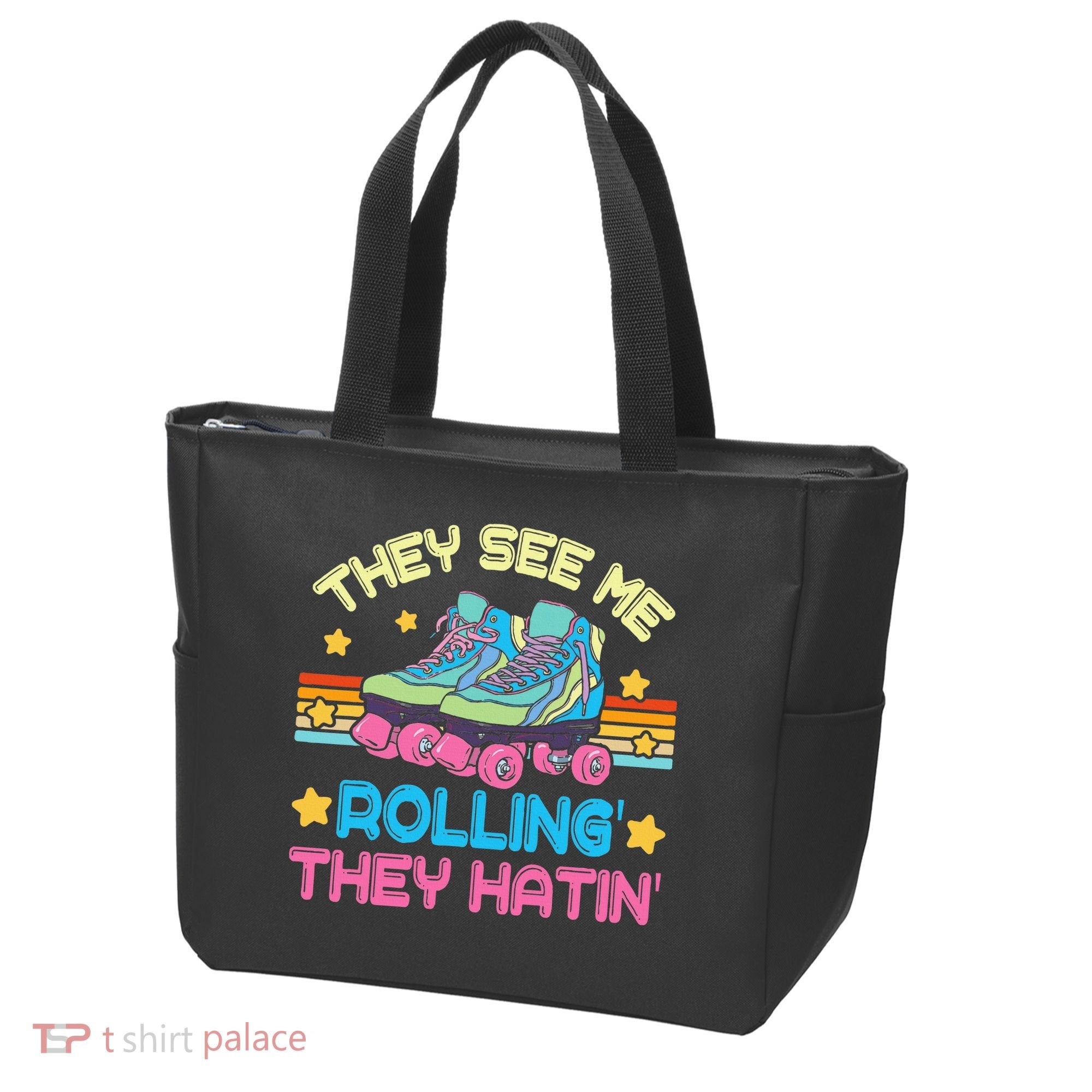 Roller Skating They See Me Rollin They Hatin Skater Skate Tote Bag