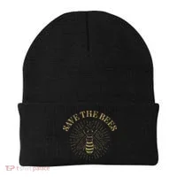 Retro Save the Bees Apiary Bee Beekeeper Earth Day Beanie thumb 0