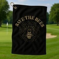 Retro Save the Bees Apiary Bee Beekeeper Earth Day Golf Towel thumb 1