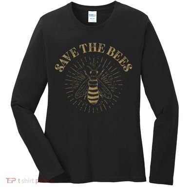 Retro Save the Bees Apiary Bee Beekeeper Earth Day Women's Long Sleeve Shirt
