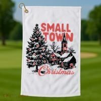 Retro Small Town Christmas Golf Towel thumb 1