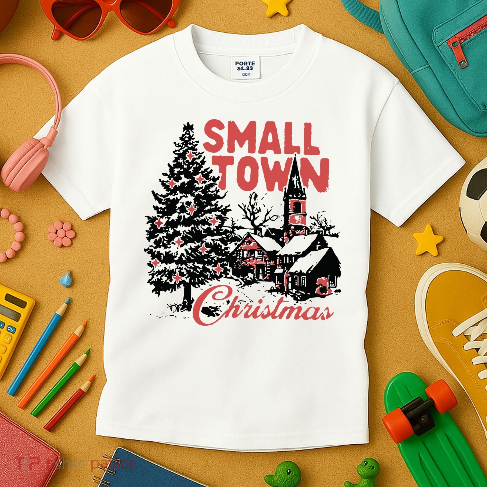 Retro Small Town Christmas Kids T-Shirt