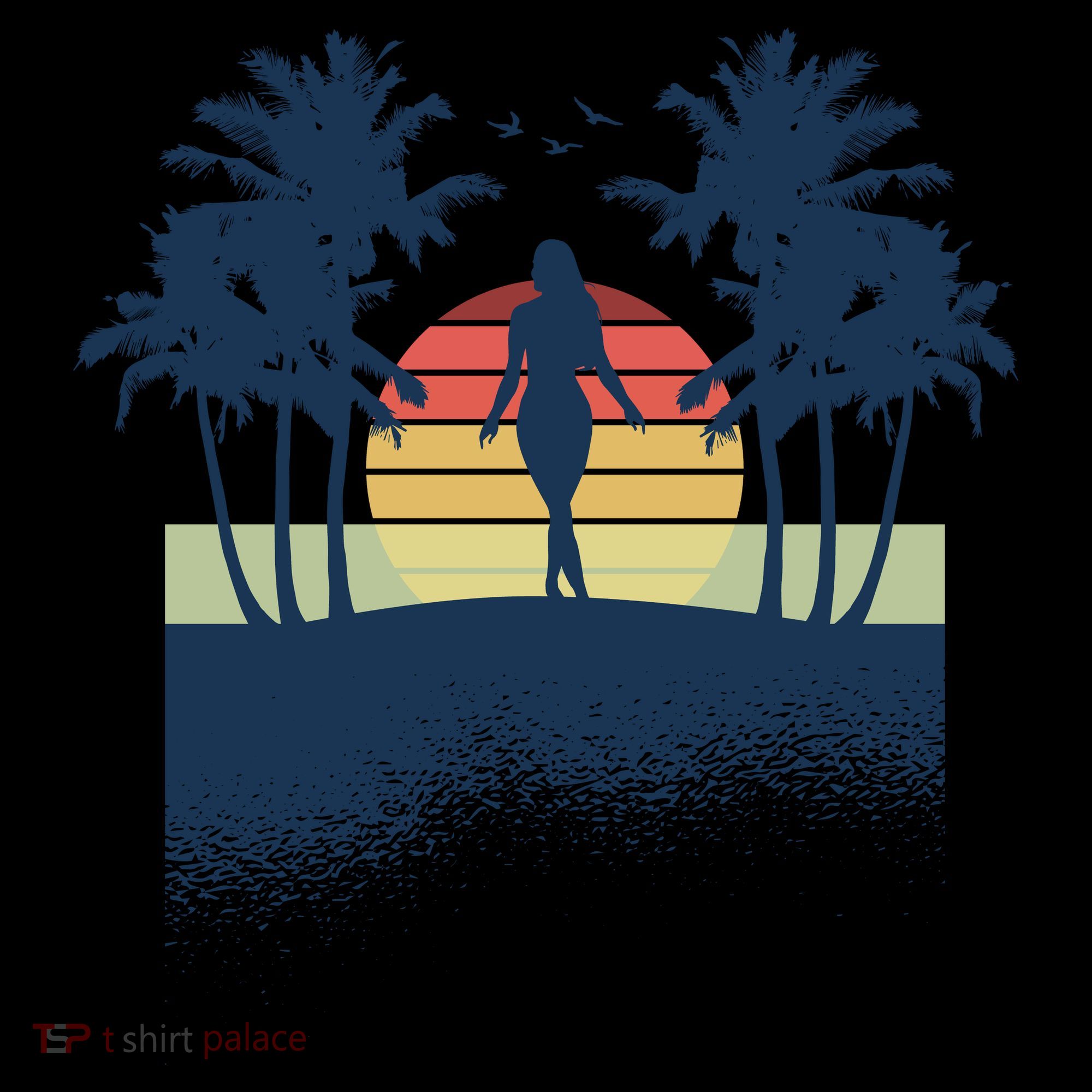 Retro Sunset Tropical Vacation Women's Hoodie