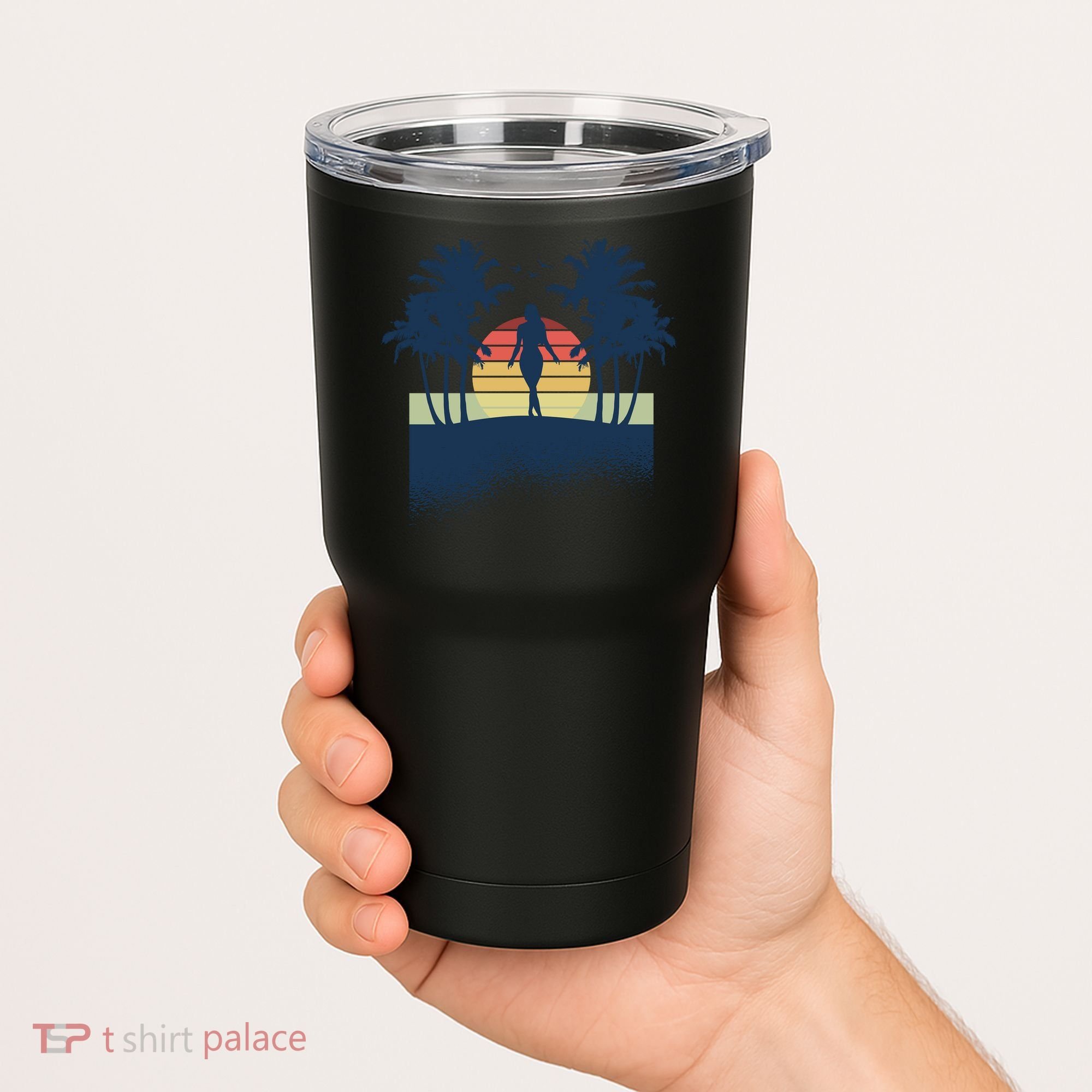 Retro Sunset Tropical Vacation Tumbler