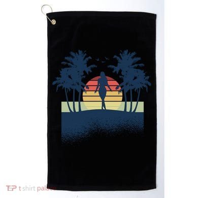 Retro Sunset Tropical Vacation Golf Towel