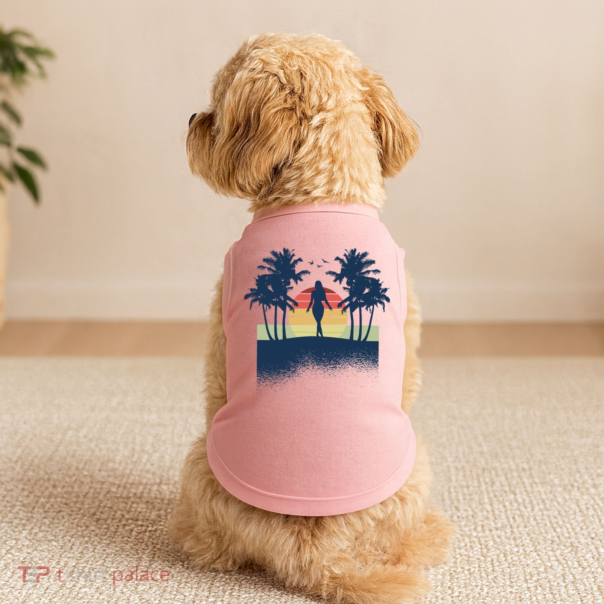 Retro Sunset Tropical Vacation Doggie Tank