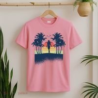 Retro Sunset Tropical Vacation T-Shirt thumb 2