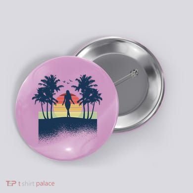 Retro Sunset Tropical Vacation Button