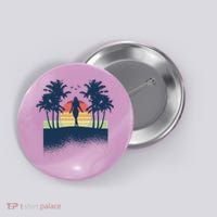 Retro Sunset Tropical Vacation Button thumb 0