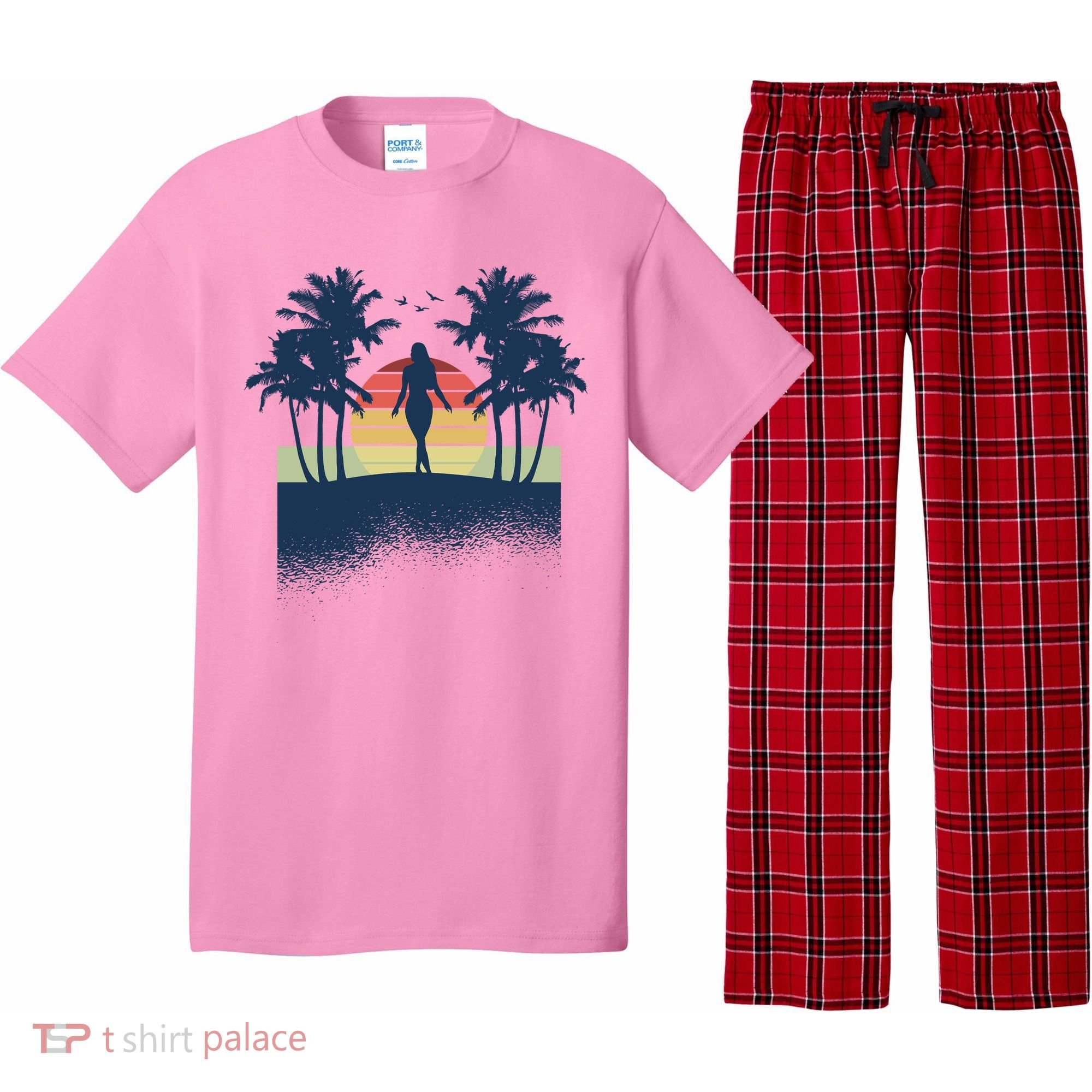 Retro Sunset Tropical Vacation Pajama Set