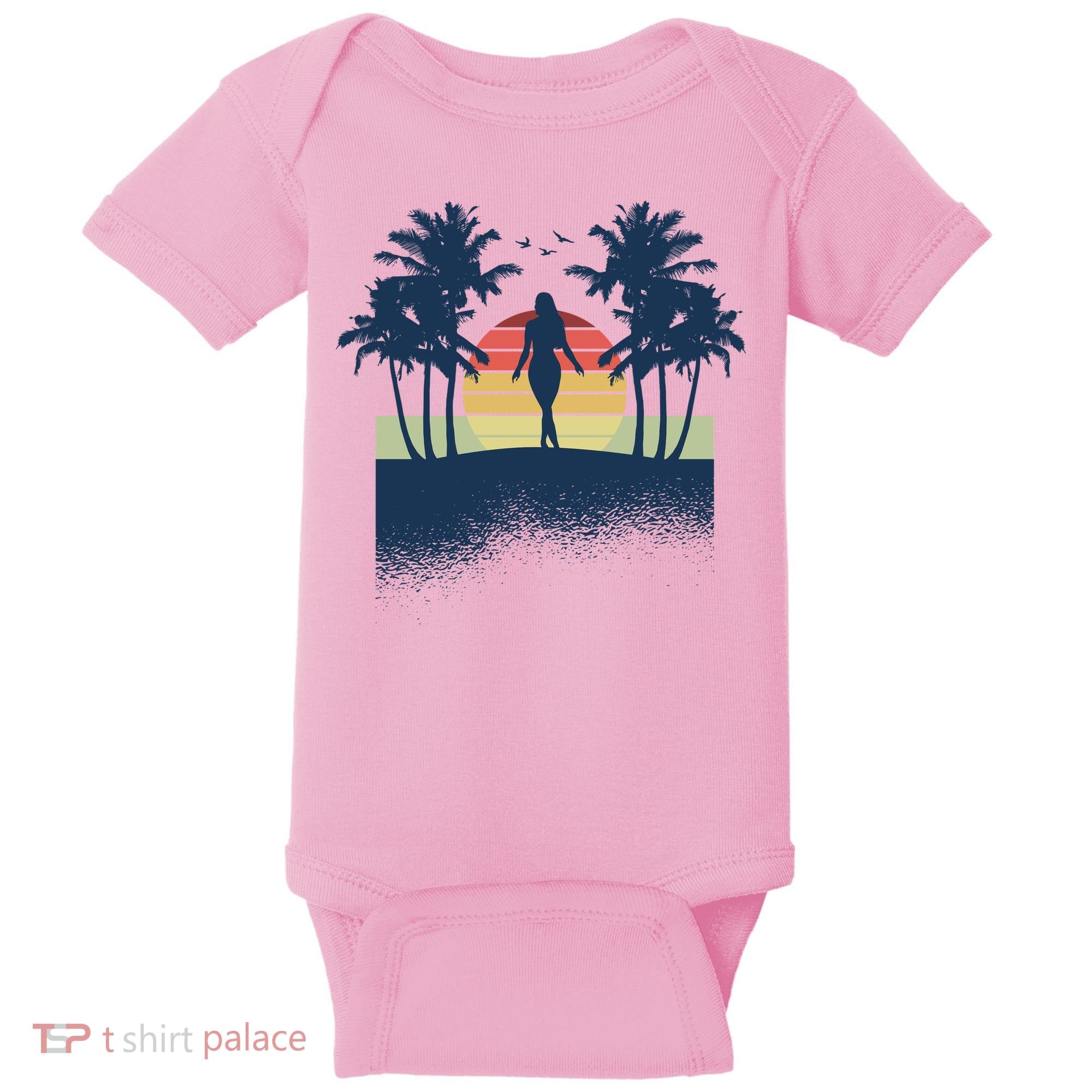 Retro Sunset Tropical Vacation Baby Bodysuit