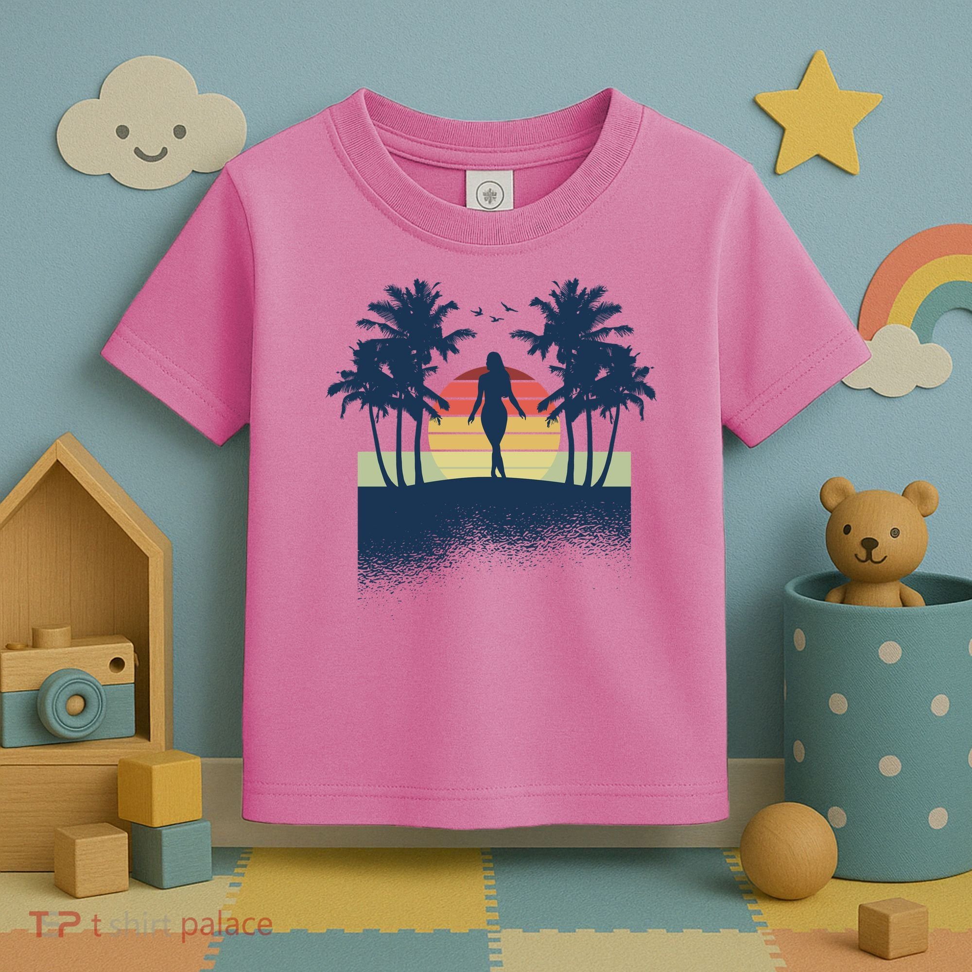 Retro Sunset Tropical Vacation Toddler T-Shirt