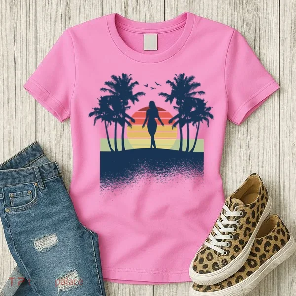 Retro Sunset Tropical Vacation Women's T-Shirt