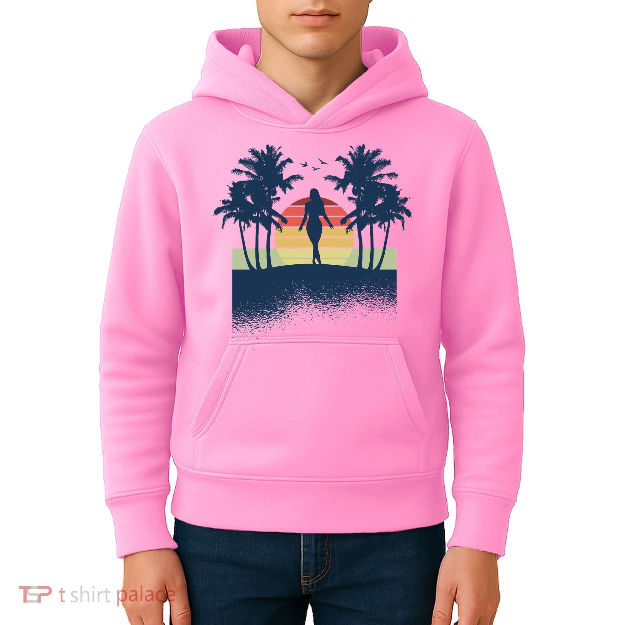Retro Sunset Tropical Vacation Kids Hoodie