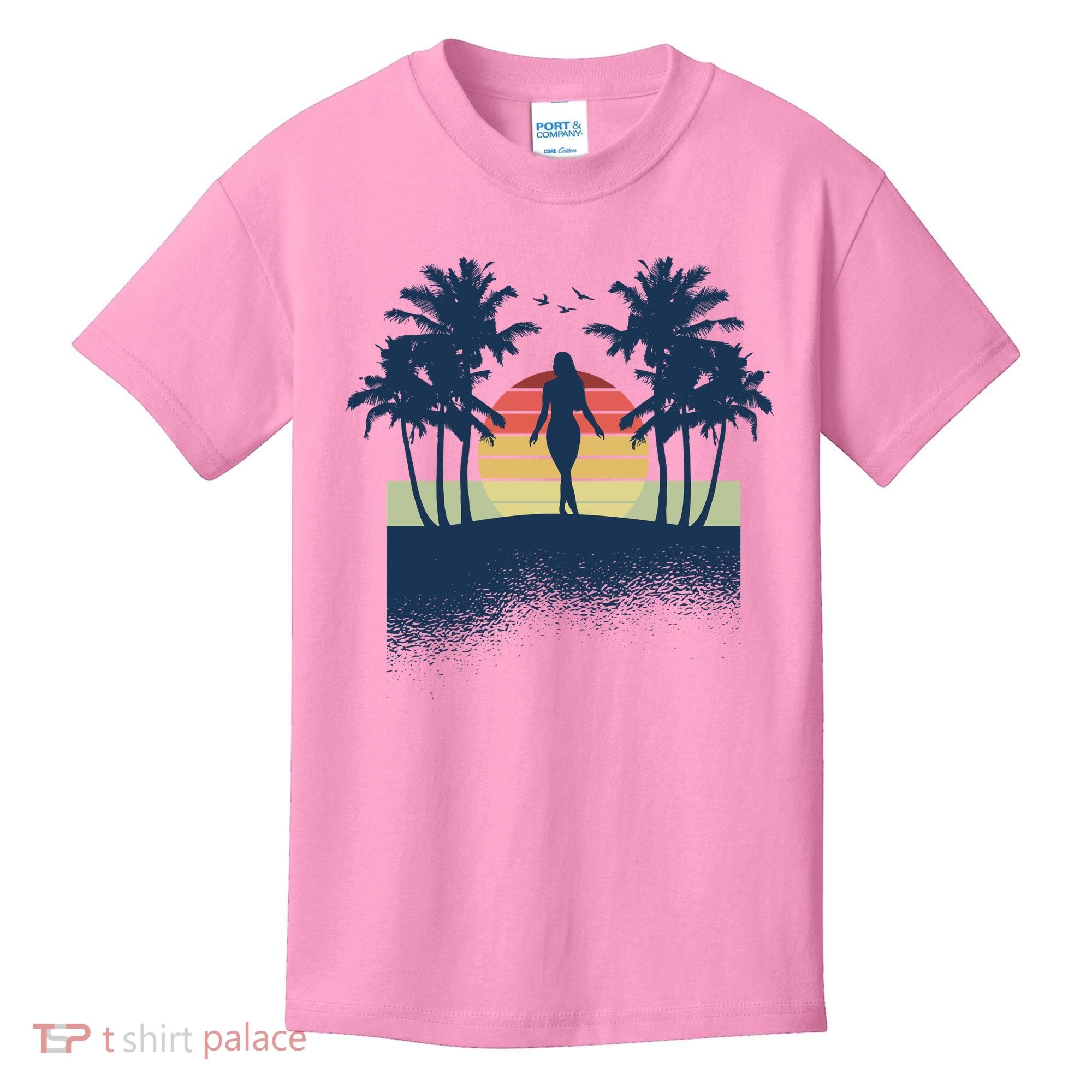 Retro Sunset Tropical Vacation Kids T-Shirt