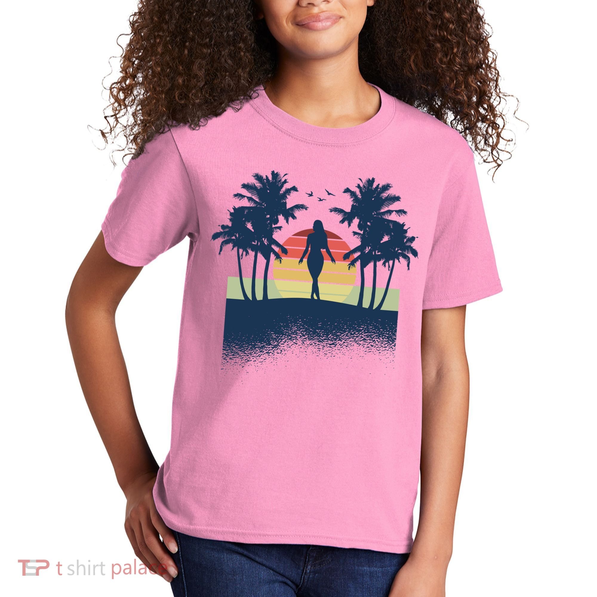 Retro Sunset Tropical Vacation Kids T-Shirt