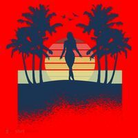 Retro Sunset Tropical Vacation Santa Hat thumb 1