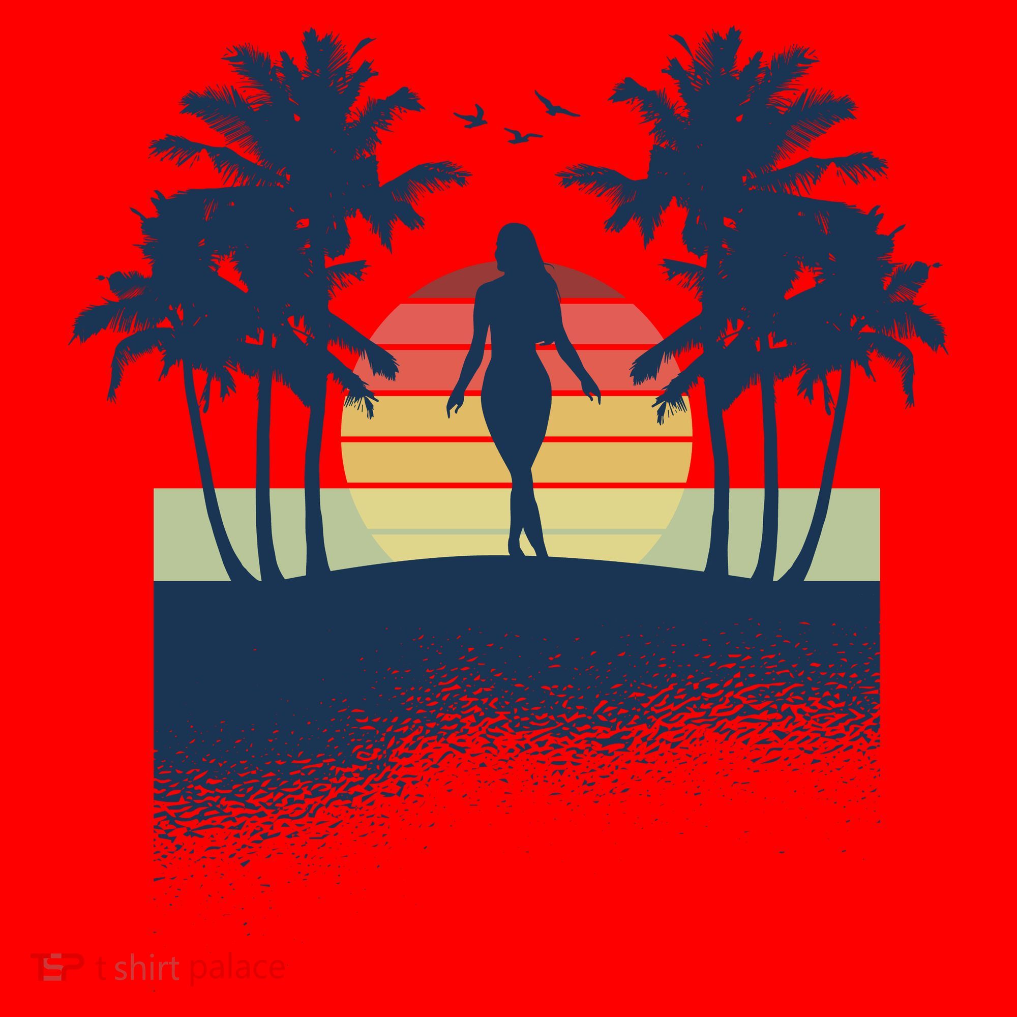Retro Sunset Tropical Vacation Santa Hat