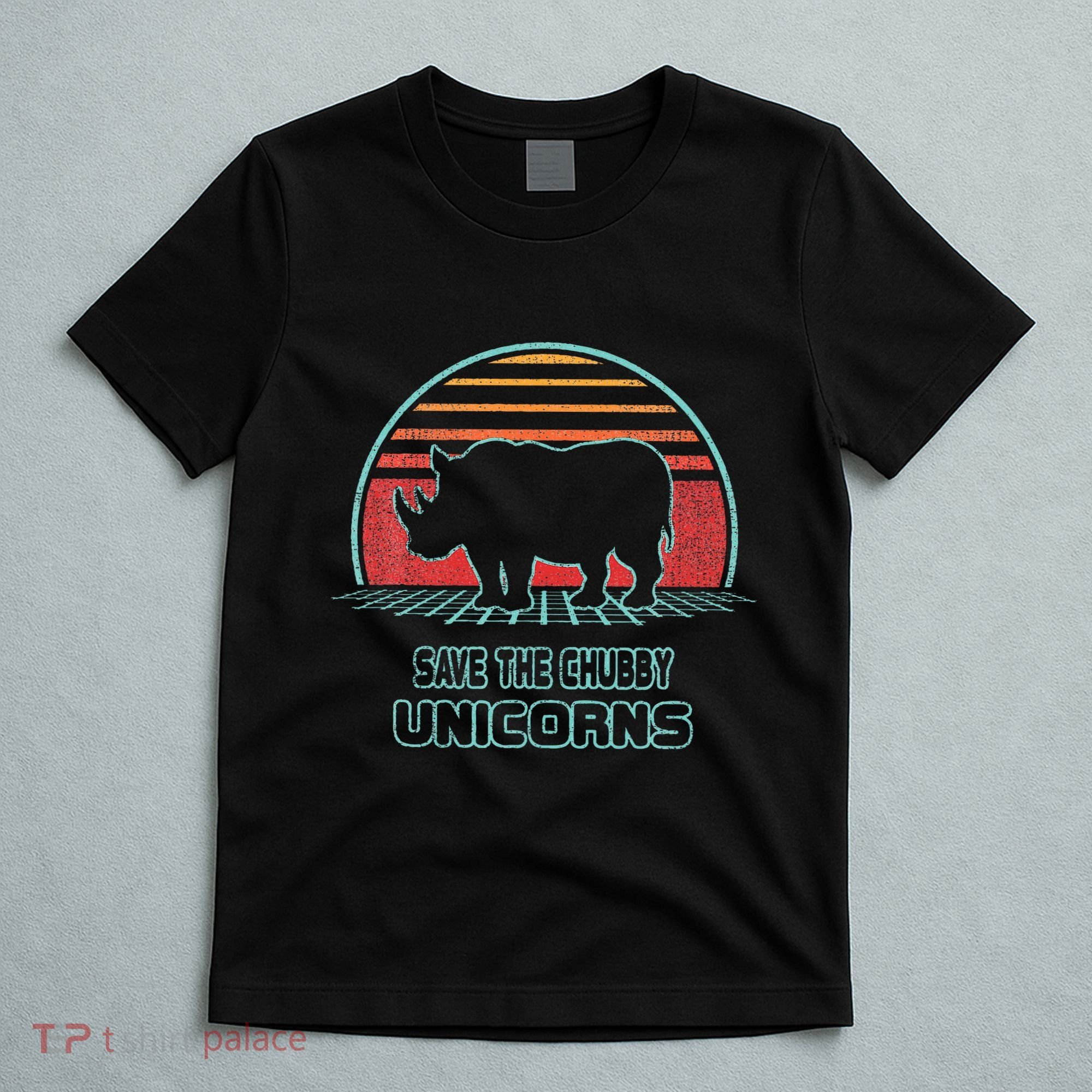 Rhino Save The Chubby Unicorns Retro 80s Style Funny T-Shirt